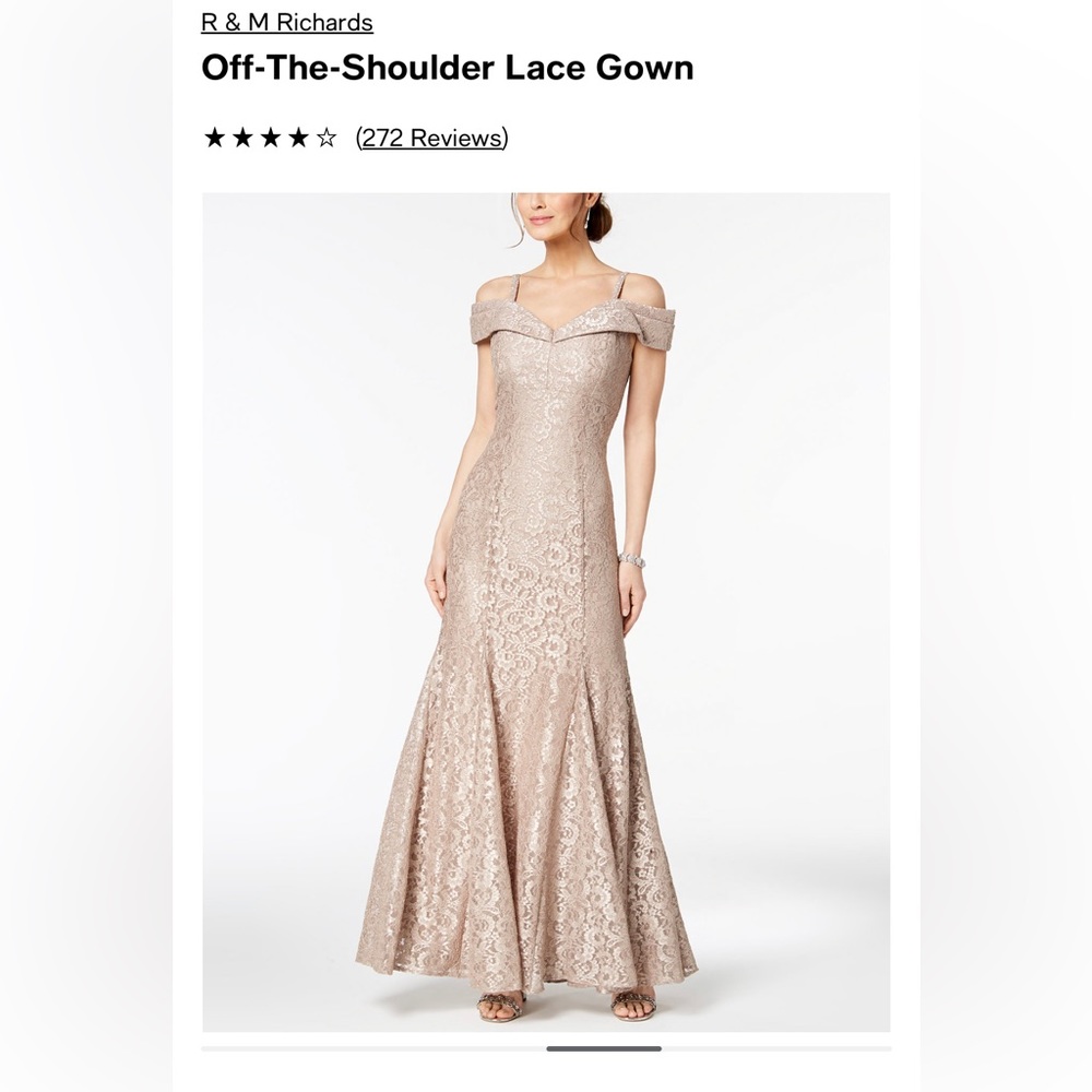 Off-the-shoulder Lace Gown/Dress Champagne